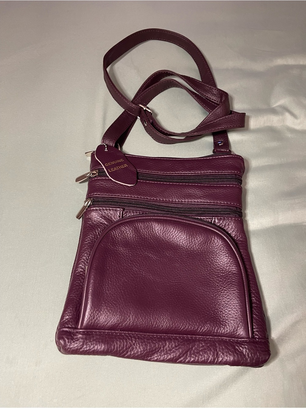 Roma Genuine Leather Crossbody Bag - Burgundy